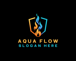 Heat Cool Flame Shield logo design