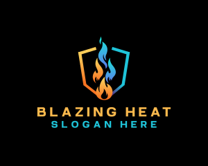 Heat Cool Flame Shield logo design