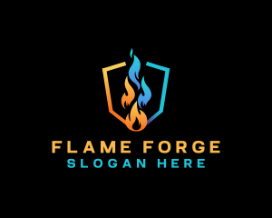 Heat Cool Flame Shield logo design