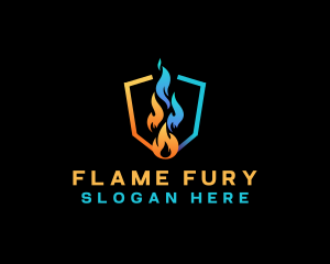 Heat Cool Flame Shield logo design