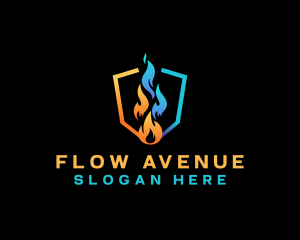 Heat Cool Flame Shield logo design