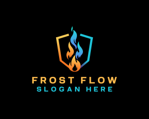 Heat Cool Flame Shield logo design