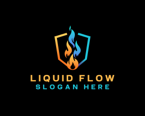 Heat Cool Flame Shield logo design