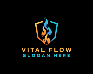 Heat Cool Flame Shield logo design