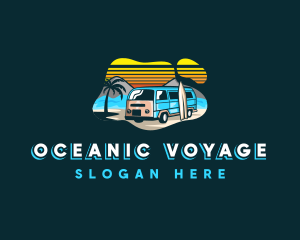 Travel Van Surfboard Getaway logo design