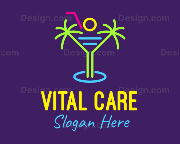 Tropical Island Beach Cocktail Logo