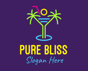 Tropical Island Beach Cocktail logo design