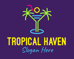 Tropical Island Beach Cocktail logo design
