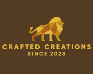 Golden Origami Lion logo design