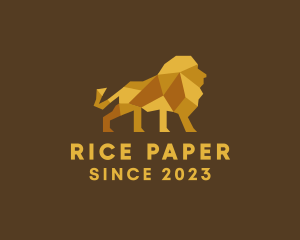 Golden Origami Lion logo design