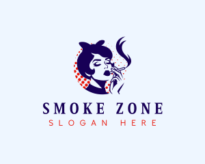 Lady Smoking Cigarette logo design