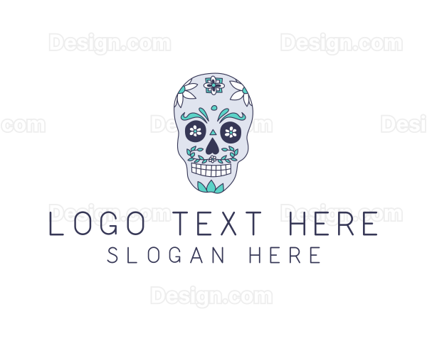 Flower Festive Skull Logo