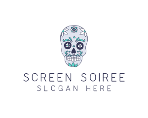 Flower Festive Skull  logo design