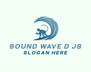 Monkey Surfer Wave logo design