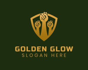 Golden Unity Fist logo design