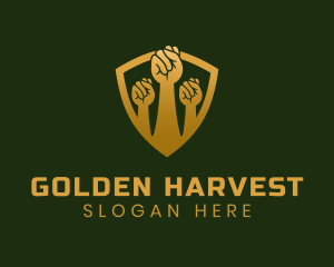 Golden Unity Fist logo design