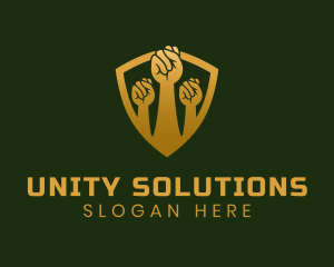 Golden Unity Fist logo design