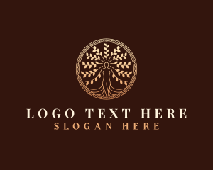 Decorative Woman Tree logo design