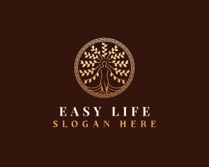 Decorative Woman Tree logo design