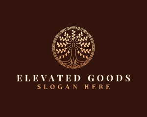 Decorative Woman Tree logo design