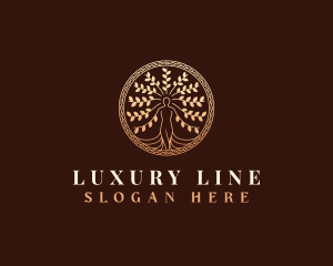 Decorative Woman Tree logo design