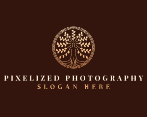 Decorative Woman Tree logo design