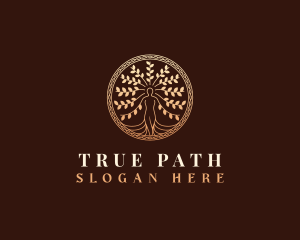 Decorative Woman Tree logo design