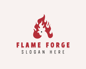 Chicken BBQ Flame logo design