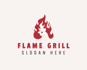 Chicken BBQ Flame logo design