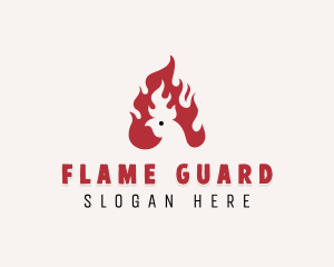 Chicken BBQ Flame logo design