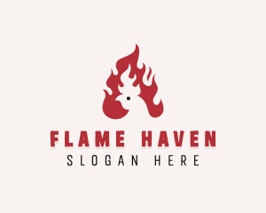 Chicken BBQ Flame logo design