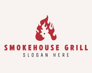 Chicken BBQ Flame logo design