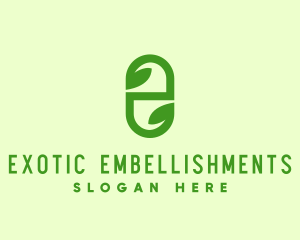 Green Organic Medicine Letter E logo design