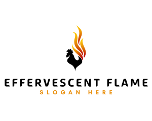 Flaming Fire Rooster  logo design