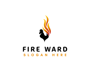 Flaming Fire Rooster  logo design