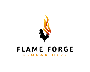 Flaming Fire Rooster  logo design