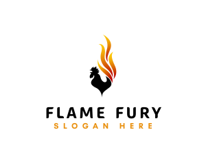 Flaming Fire Rooster  logo design