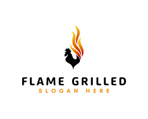 Flaming Fire Rooster  logo design