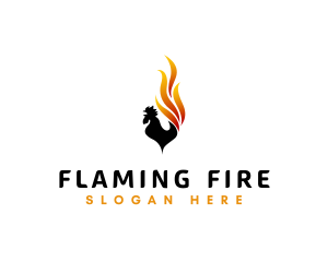 Flaming Fire Rooster  logo design