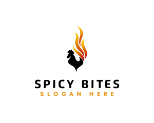 Flaming Fire Rooster  logo design