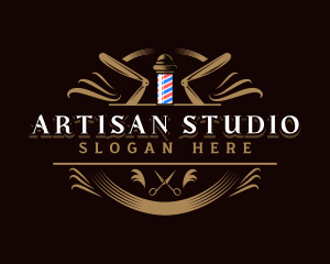 Barbershop Haircut Grooming logo design