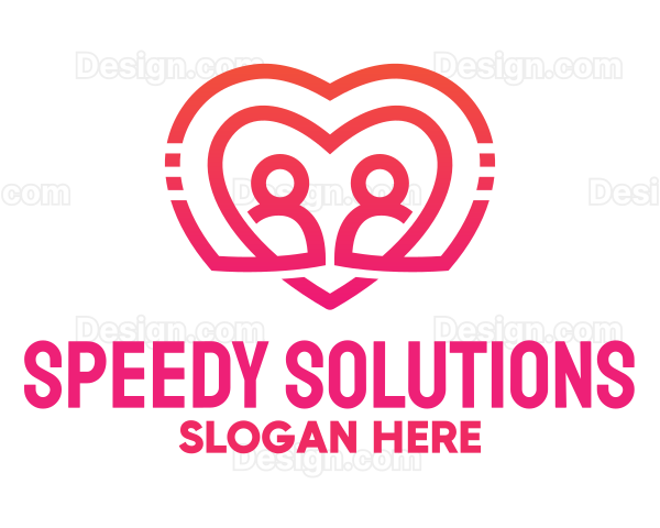 Pink Love Heart Couple Logo