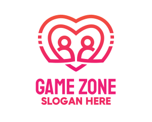 Pink Love Heart Couple Logo
