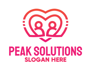 Pink Love Heart Couple Logo