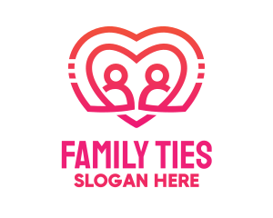 Pink Love Heart Couple logo design