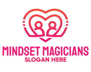 Pink Love Heart Couple logo design