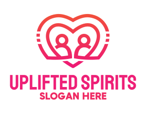 Pink Love Heart Couple logo design