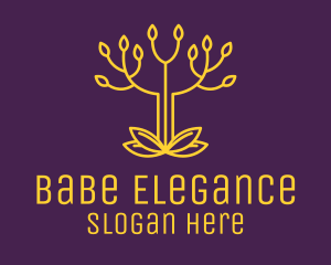 Golden Elegant Tree Branch logo design