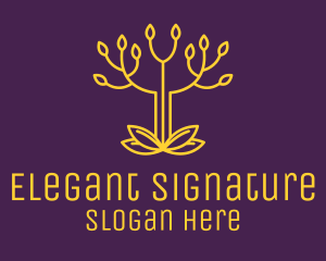 Golden Elegant Tree Branch logo design