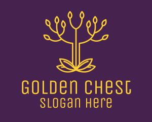 Golden Elegant Tree Branch logo design